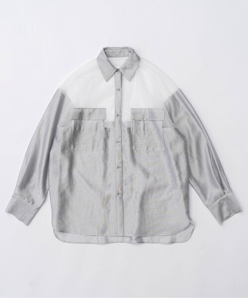 MAISON SPECIAL Tulle Docking Sheer Oversized Shirt