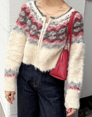 Ungrid 求心柄ショートジップニット