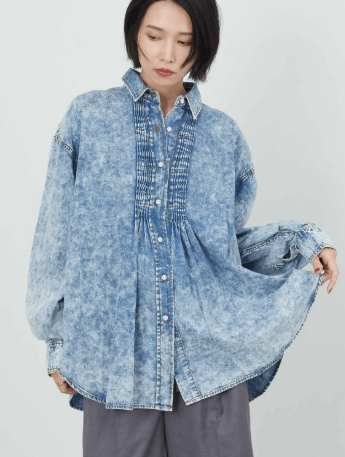 Limue ピンタックダンガリーシャツ
