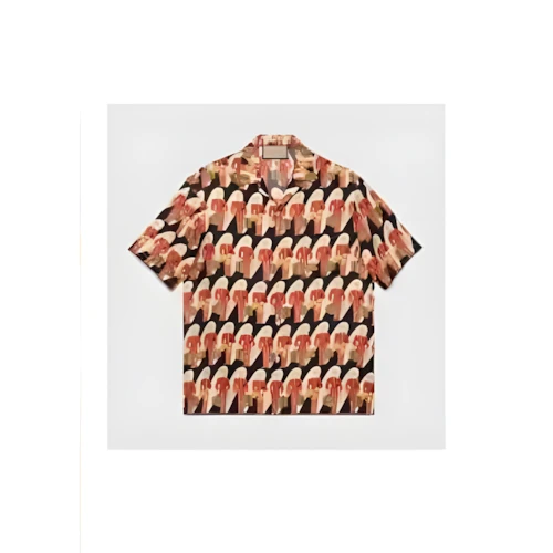 GUCCI GUCCI ポーター プリント シルクツイル シャツ