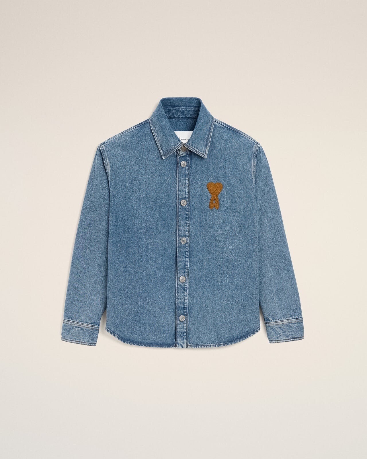 AMI PARIS ブルーコットンニットAMI DE COEUR オーバーシャツ