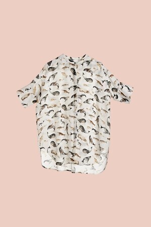 ottod'Ame CAMICIA OVER IN SETA STAMPATA