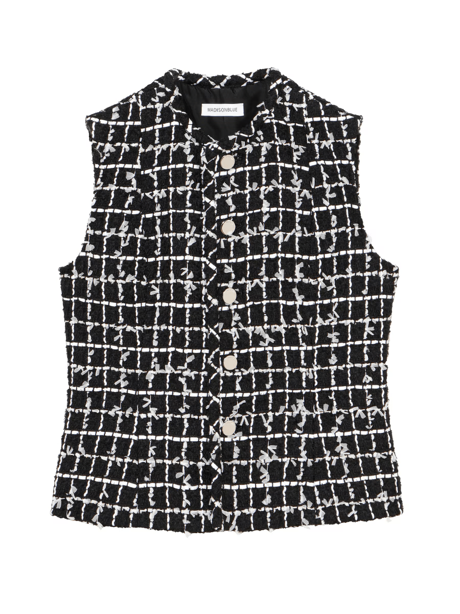 MADISONBLUE CREW NECK VEST TWEED