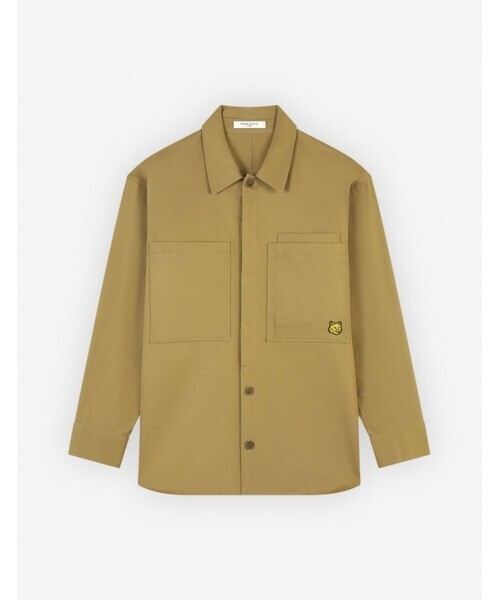 Maison Kitsuné OVERSHIRT WITH BOLD FOX HEAD PATCH IN COTTON GABARDINE