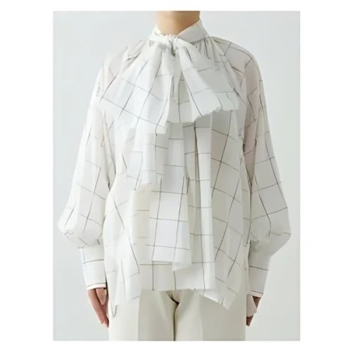 Whim Gazette シアーチェックボウブラウス