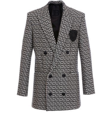 BALMAIN ダブルブレスト バイカラージャカード ブレザー
