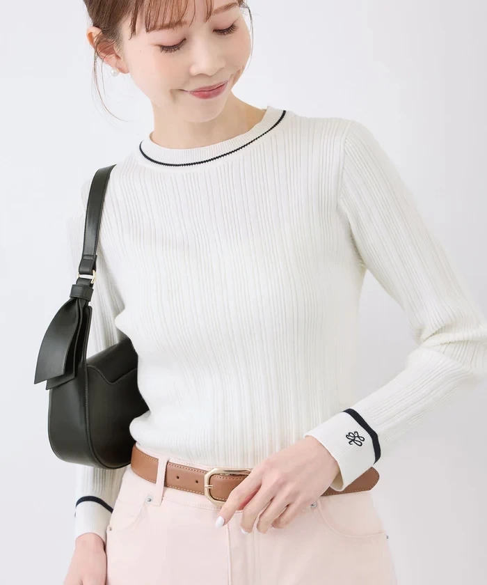 ROPE\' PICNIC シルク混ワンポイントニットプルオーバー