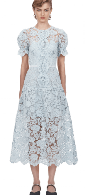 Self-Portrait Flower Lace Midi Dress