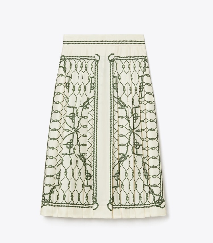 Tory Burch PRINTED PLEATED SILK SKIRT