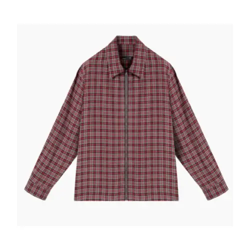 LAD MUSICIAN RAYON CHECK FRONT ZIP SHIRT