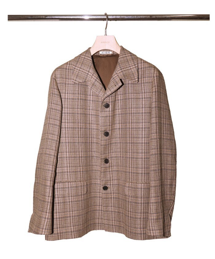 Auralee SILK LINEN NEP CHECK JACKET
