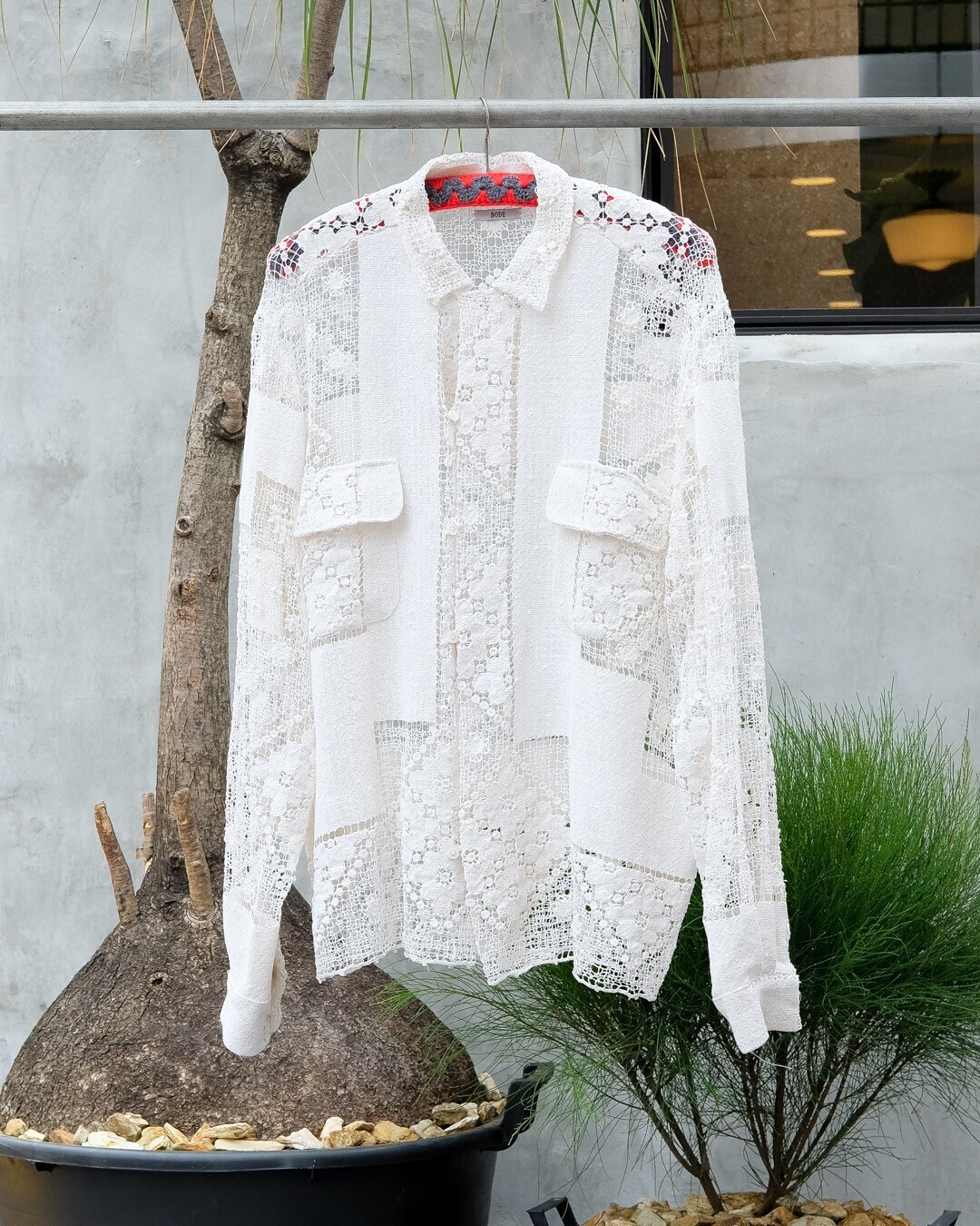 BODE FILET LACE HAVANA SHIRT