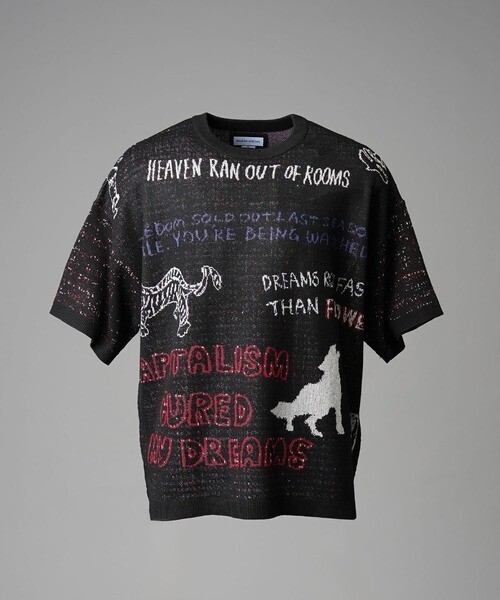 MAISON SPECIAL Prime-Over RAKUGAKI Short Sleeve Crew Neck Knit T-Shirt