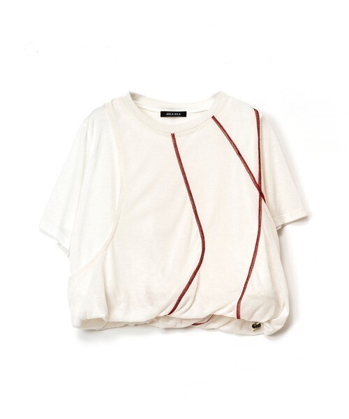 AULA AILA レイヤードツイストデザインTシャツ