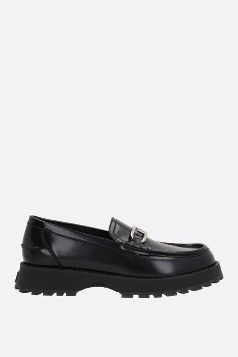 FENDI FENDI O'LOCK BRUSHED LEATHER LOAFERS