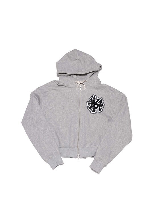 disemBySiiK Studs Embroidered Zip-up Hoodie / GRAY