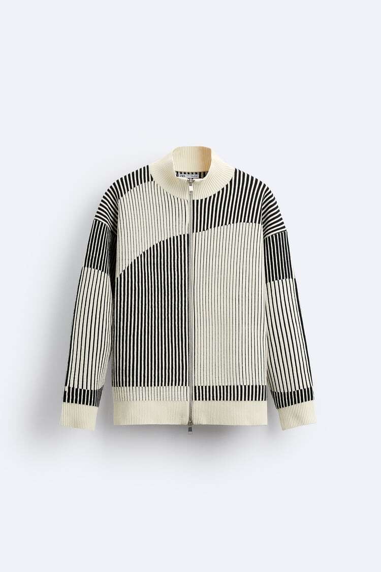 ZARA コントラスト シェニール カーディガン