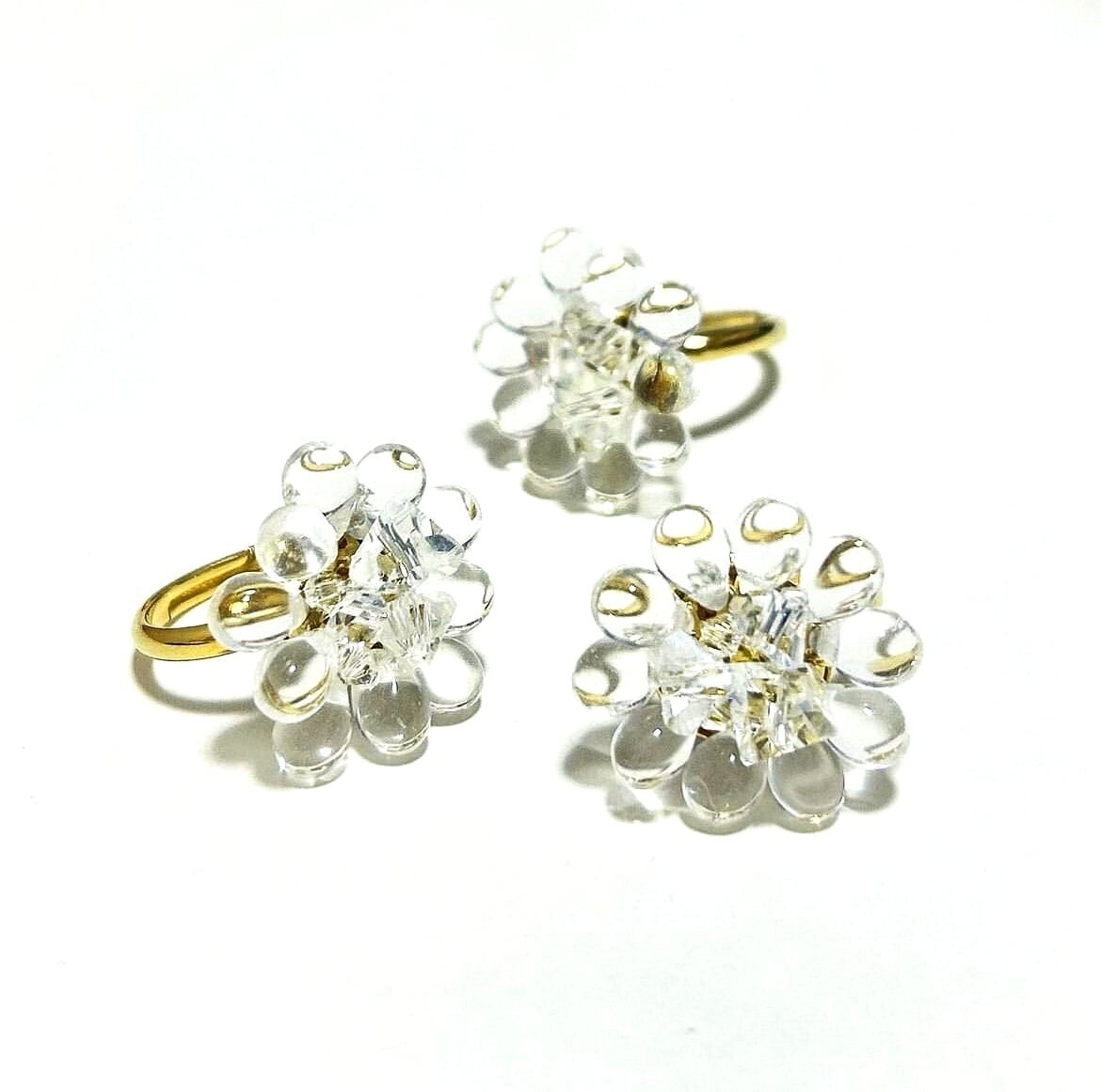 Mon Amie crystal flower bijou ring