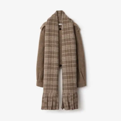 BURBERRY デタッチャブルスカーフ ウールブレンド ジャケット