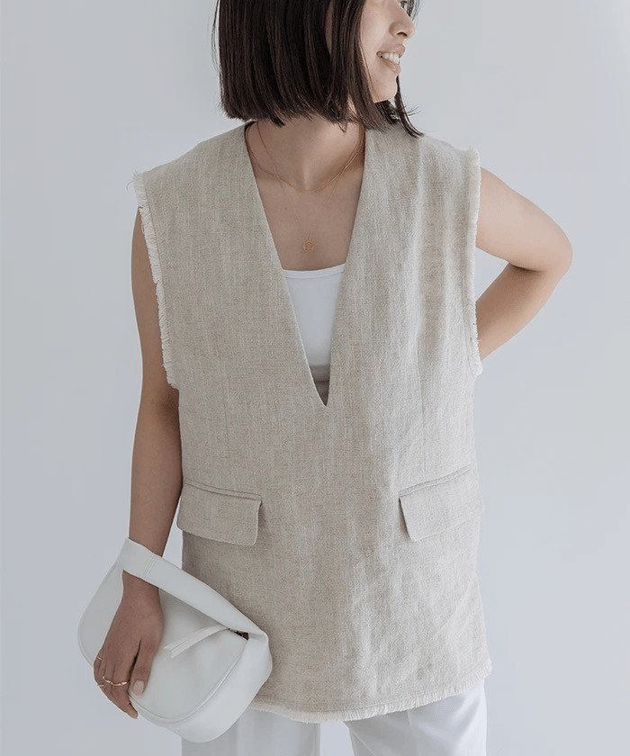 Jolie Mallette Linen VNeck Vest