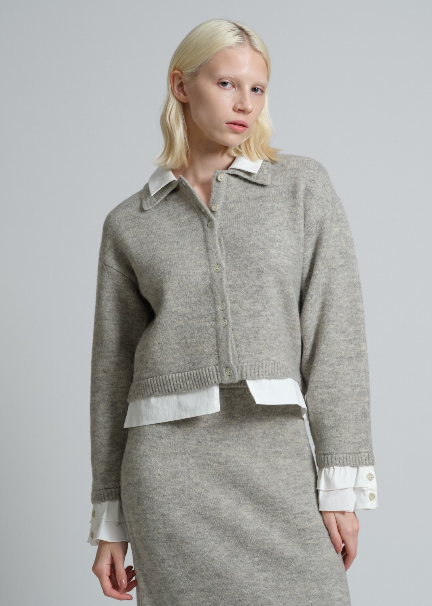 WILLFULLY shirt docking frill cuffs knit CD