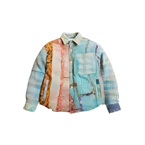 FAKE AS FLOWERS VINTAGE KANTHA QUILT DOWN SHIRTS