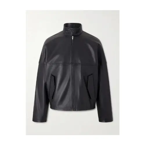 BOTTEGA VENETA Intrecciato-Trimmed Leather Blouson Jacket