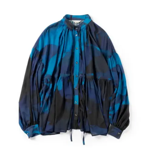 wizzard PRINT OS GATHERED BLOUSE
