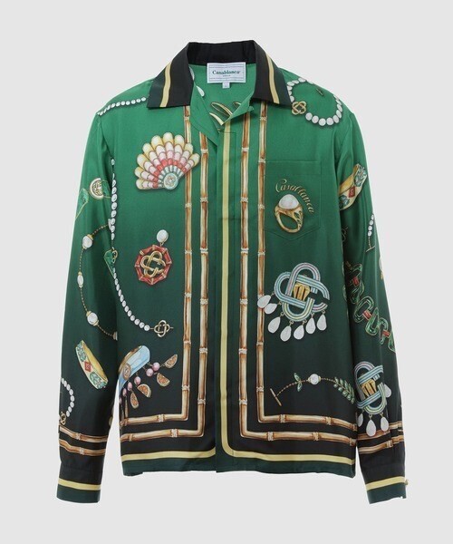 Casablanca SILK TWILL Cuban Collar Long Sleeve Shirt