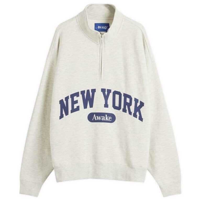 AWAKE NY SCRIPT QUARTER ZIP SWEATSHIRT
