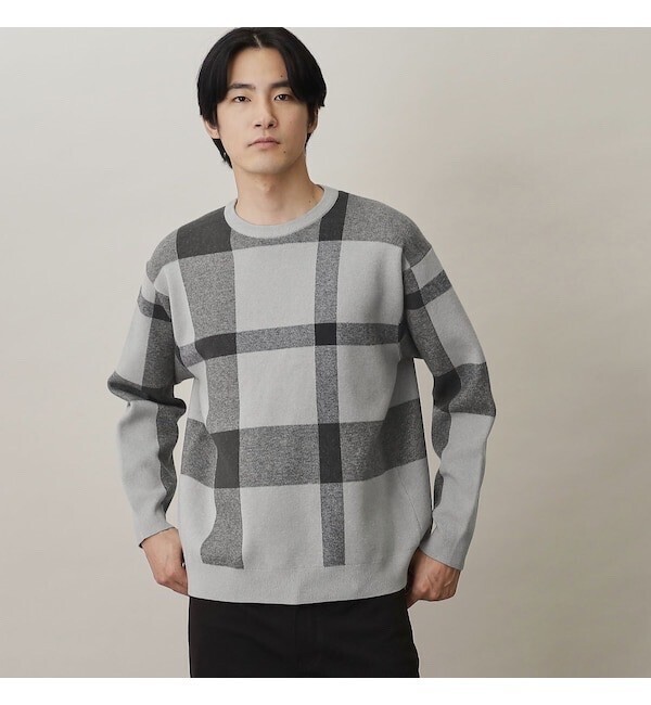 THE SHOP TK チェックジャカードニットプルオーバー