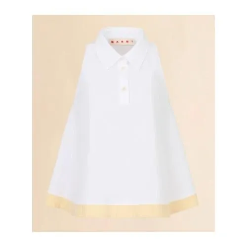 MARNI ホワイト オーガニックポプリン ポロトップ