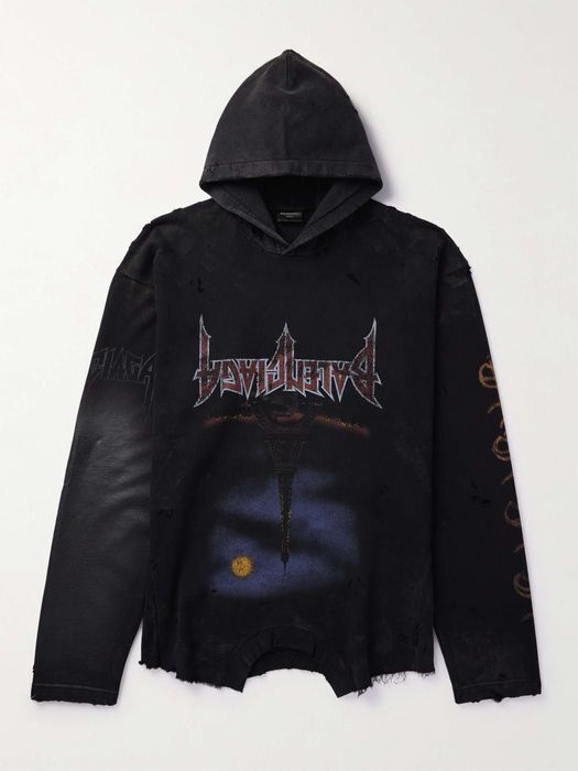 Balenciaga オーバーサイズプリントコットンジャージーパーカー