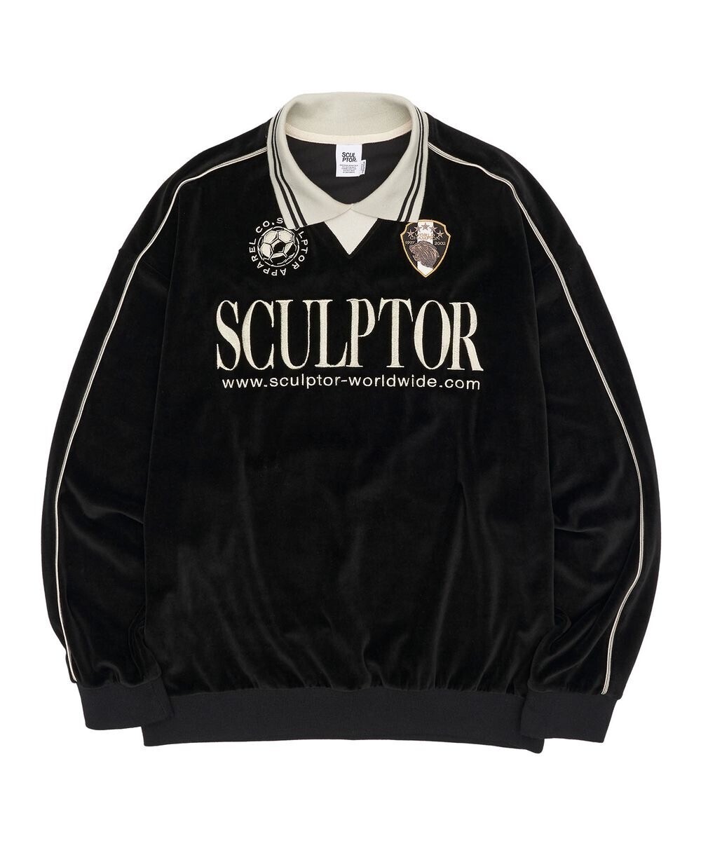 SCULPTOR Velour Soccer Jersey Black