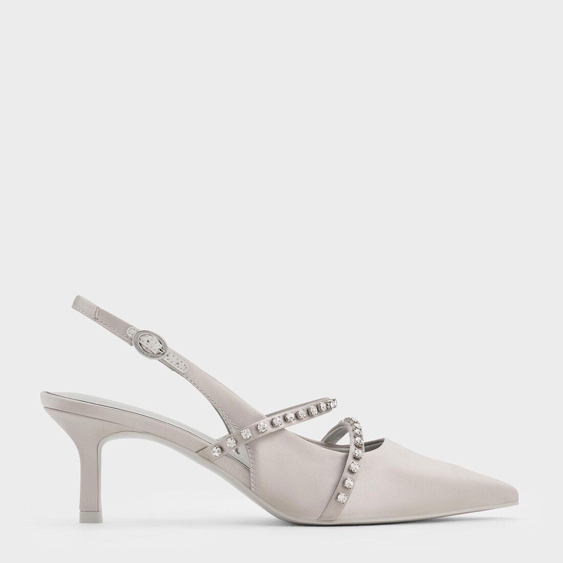 CHARLES & KEITH サテン エンベリッシュドストラップメリージェーンパンプス