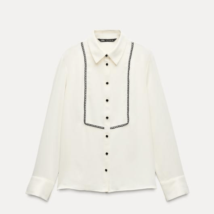ZARA コントラストパスマントリーシャツ