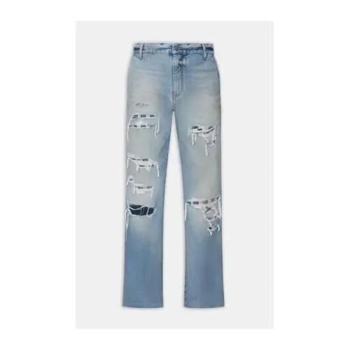 AMIRI CHECKERED REPAIR BOOTCUT JEAN