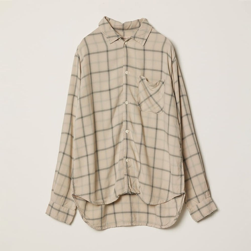 REMIRELIEF レーヨンツイルチェックシャツ