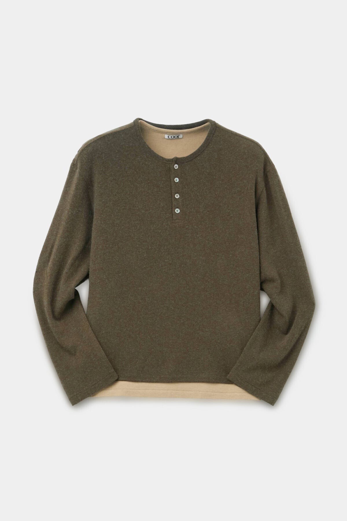 COOR Hairy Henley Neck Layered T-Shirt