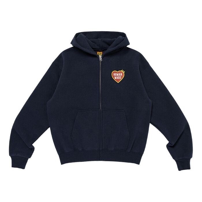HUMAN MADE Zip-Up Heart Hoodie Navy