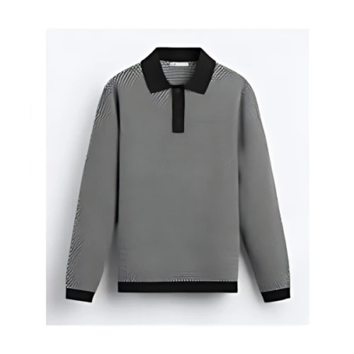 ZARA テクスチャー ニット ポロシャツ