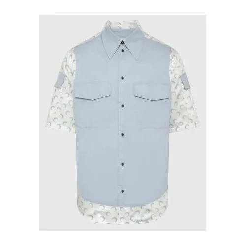 Marine Serre DEADSTOCK CONTRASTED MOON POPLIN SHIRT
