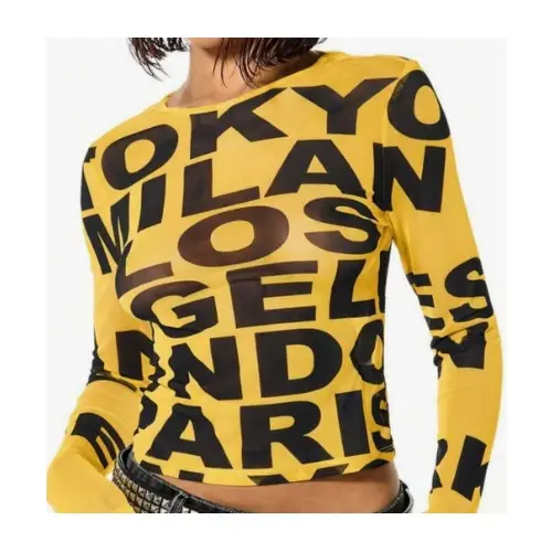 SHEIN SUMWON WOMEN ボールドタイポグラフィーデザイン ラウンドネック フィッテッド プルオーバー