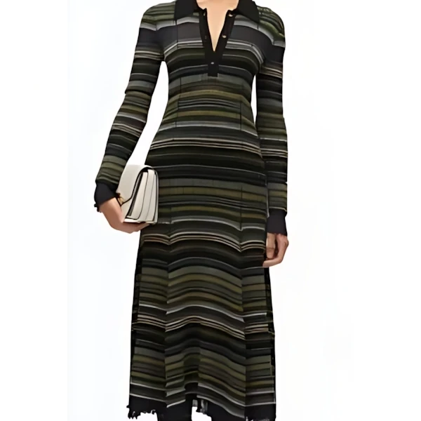 3.1 Phillip Lim Reversible Stripe Knit Polo Dress