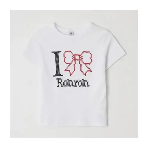 YOUHEE I リボン スリム クロップ Tシャツ ホワイト