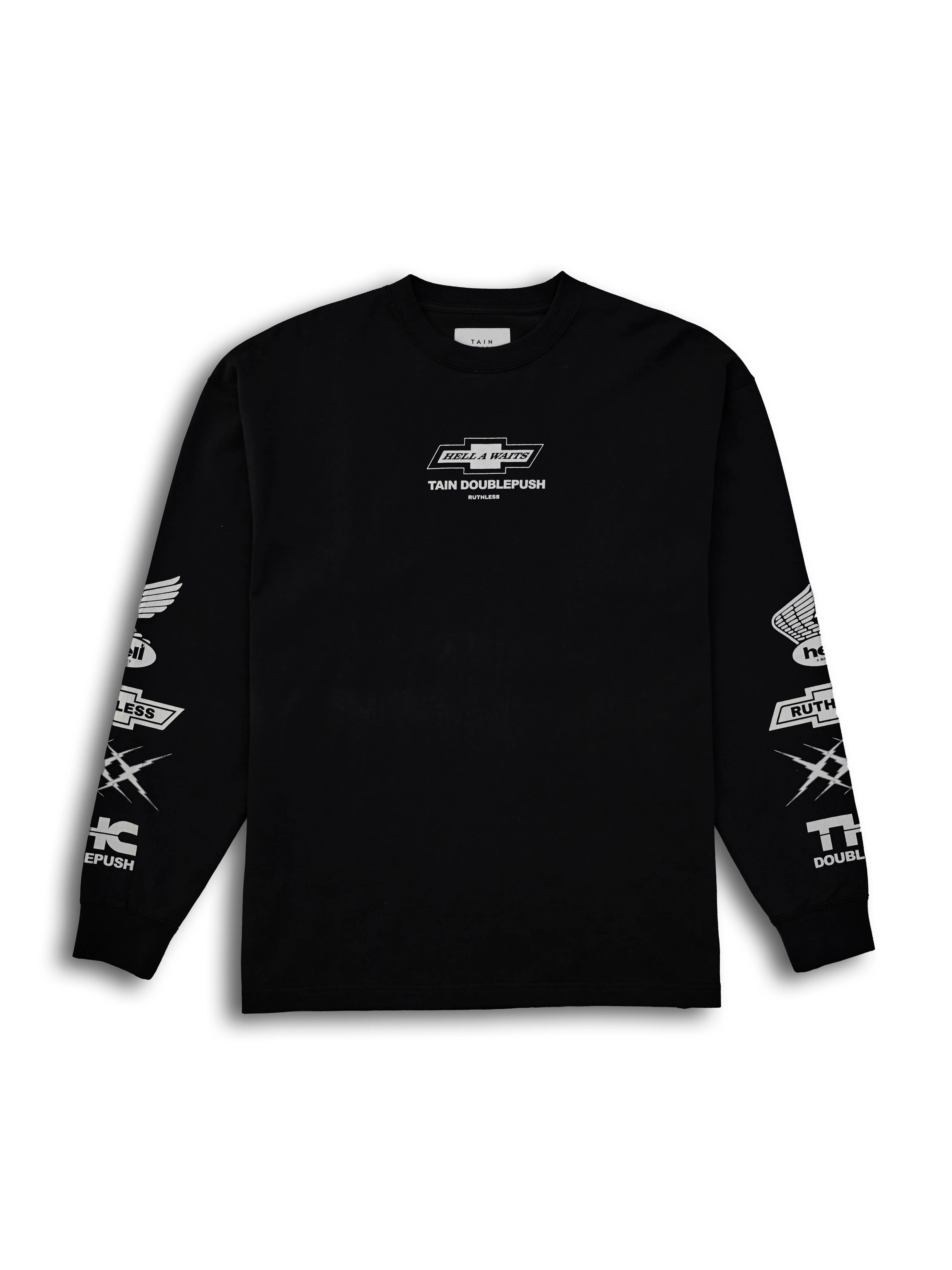 TAIN DOUBLE PUSH RUTHLESS LONG SLEEVE T-SHIRTS BLACK
