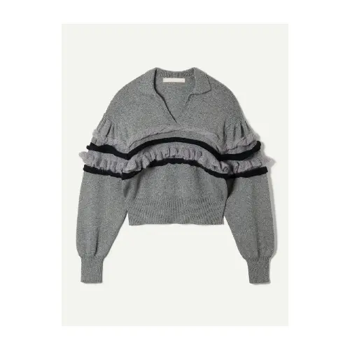leinwande Textured Ruffle Sleeve Polo