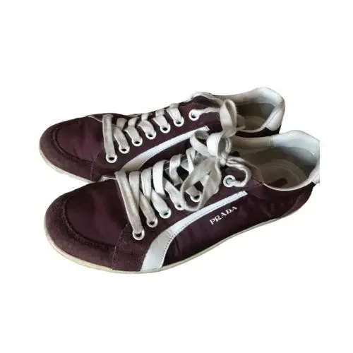PRADA Prada Burgundy Cloth & Suede Trainers