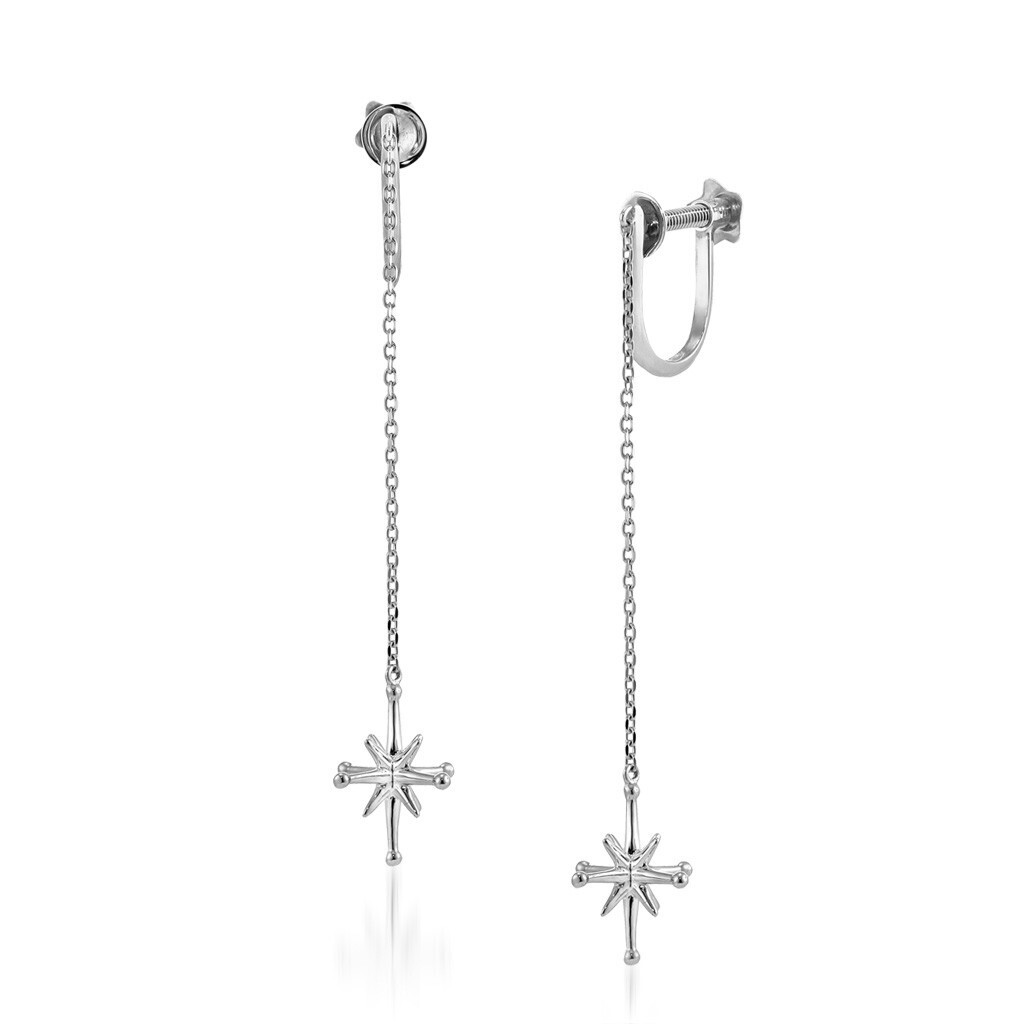STAR JEWELRY K10 イヤリング CROSSING STAR LONG EARRINGS