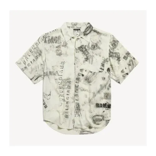 Balenciaga Washed Crayon Allover ショートスリーブ ミニマル シャツ
